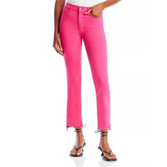 MOTHER Denim - Mother The Insider Crop Step Fray in Play Date Raspberry Sorbet, size 26